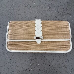 Cole Haan Tan and White Woven Clutch